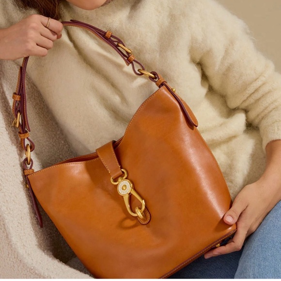 Dooney & Bourke Florentine Lily Bucket shoulder bag caramel/natural brown - Picture 2 of 9